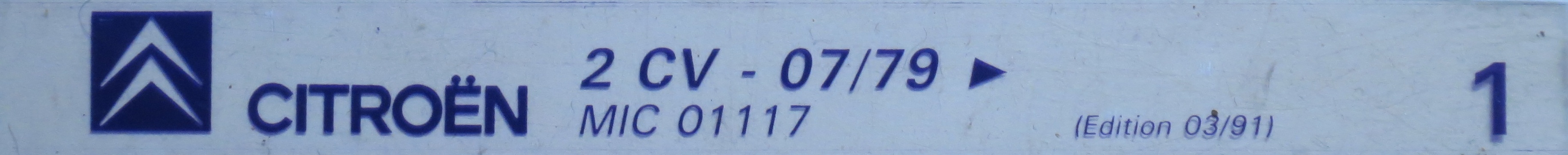 MIC001117 Catalogue pièces rechange Citroën 2CV 07/79► 03/91