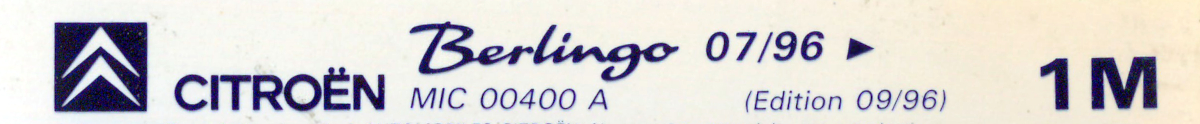 MIC00400A Catalogue pièces rechange Citroën Berlingo 07/96► 09/96
