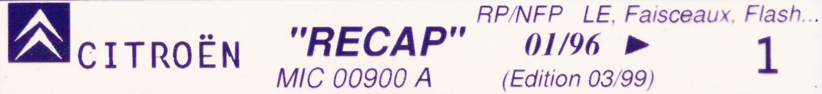 MIC00900A Catalogue RECAP Citroën 01/96► 03/99
